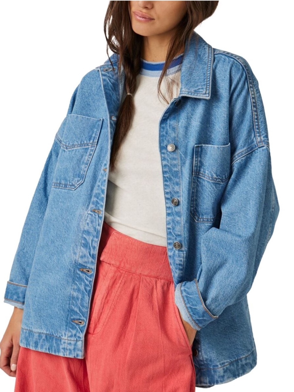 Free People Madison City Denim Jacket XS Oversized
